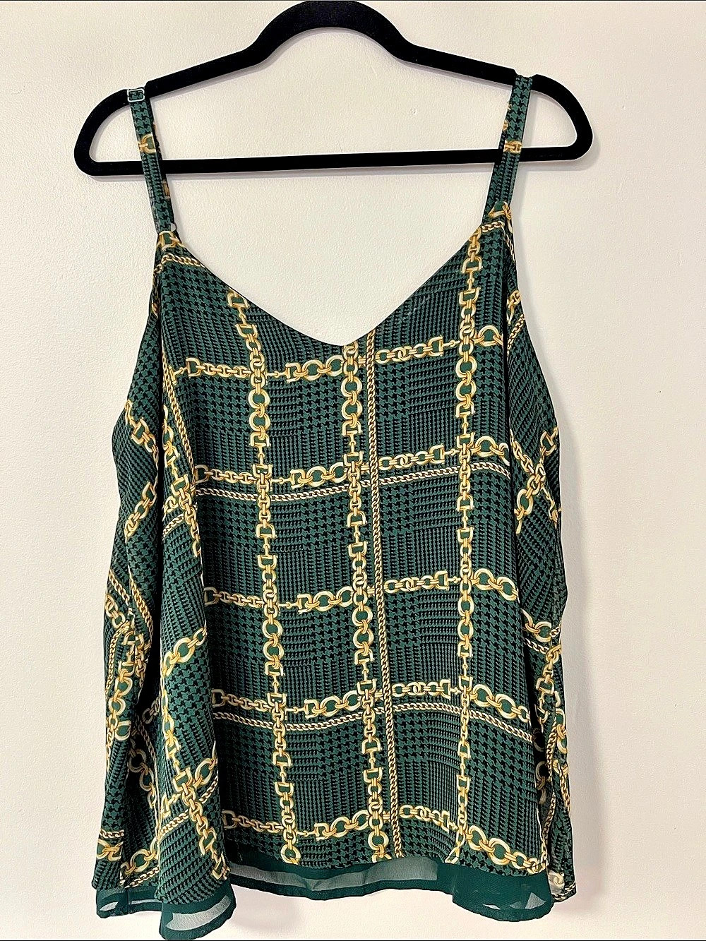 TORRID Sophie Chiffon Swing Cami Green & Gold